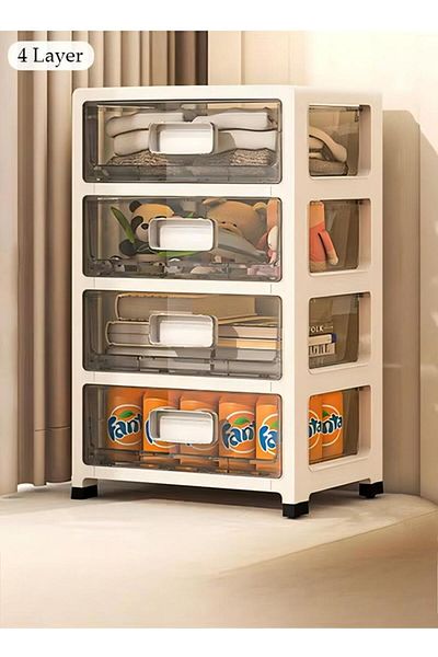 Generic 4-layers Drawer Storage Cabinet With Wheels, Toy Storage Plastic Floor Storage Drawers Organizer