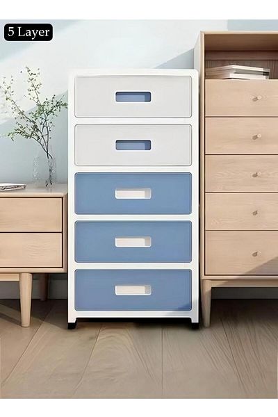 Generic 5 Layer Drawer Storage Cabinet With Wheels, Office Desk Storage Box, Storage Drawers Organizer
