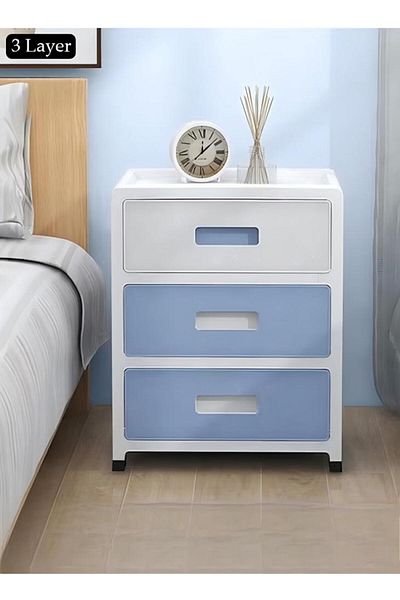 Generic 3 Layer Drawer Storage Cabinet With Wheels, Office Desk Storage Box, Storage Drawers Organizer