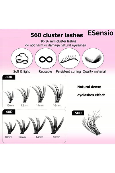 ESensio Lash Studio 560F – Set Profesional Gene Individuale Faux Mink, 560 lashes, Lipici, Remover & Pensetă