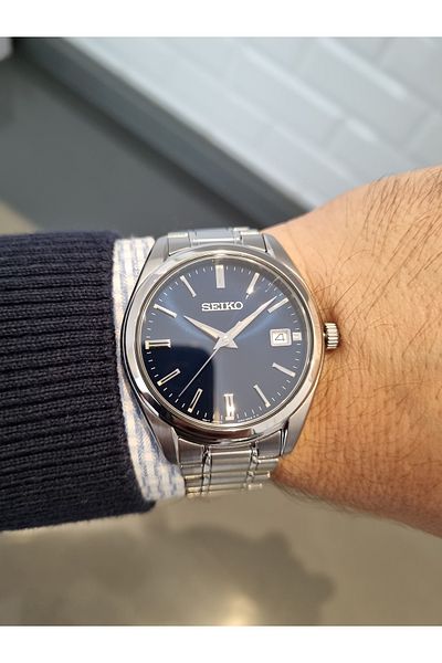 Seiko Metallic Steel Bracelet Navy Dial Sapphire Anti-Scratch Glass 10 Atm Waterproof Men Wristwatch