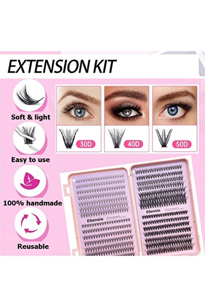 ESensio Lash Studio 560F – Set Profesional Gene Individuale Faux Mink, 560 lashes, Lipici, Remover & Pensetă