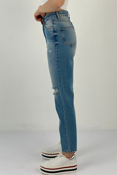 Miss Poem Blugi de damă Stoned Blugi Mom Blue cu uzură