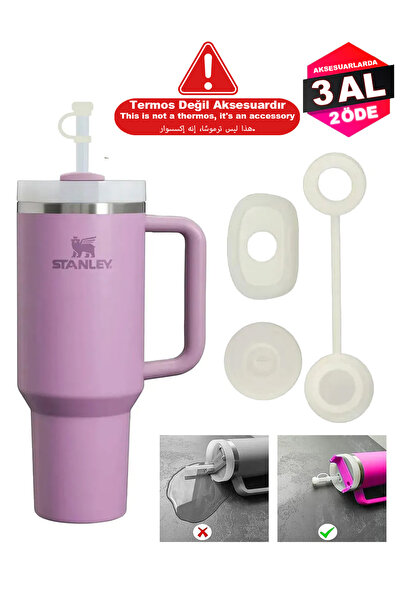 Stanley Quencher 1,18 Pipetli Termos Uyumlu 1 Set 3 Parça Krem Sızdırmaz Set ...