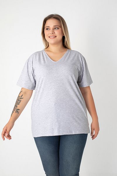 Orly More Tricou de damă din bumbac cu decolteu în V cu fantă