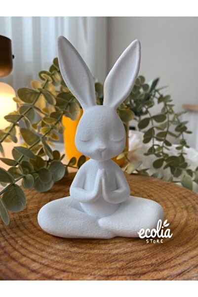 Main Collectibles Minik Yoga Tavşanı Figürü 8 cm- Meditasyon Tavşan Dekoratif Obje -Ev ve Yoga Stüdyosu Süsü