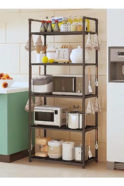 Generic رفوف تخزين من 5 طبقات، منظم رفوف مطبخ ثابت، رف تخزين مع مساند للذراعي...