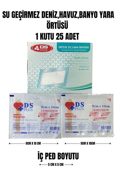 DS Sağlık Waterproof Transparent Pu Film Wound Cover Tattoo Cover Octamed 9Cmx10Cm (Pack of 25)