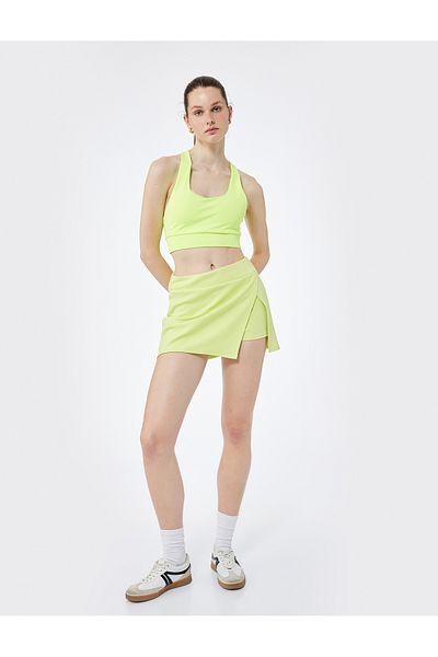 Koton High Waist Modal Blend Slit Mini Sports Shorts Skirt
