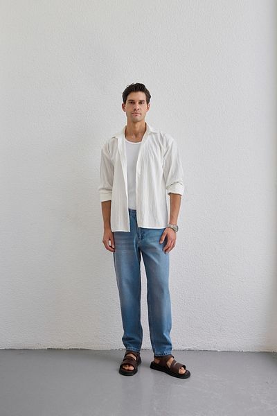 Livio Ferri Ανδρικό ριγέ πουκάμισο Tugur Oversize Premium Soft Touch Εκλεπτυσμένη άνεση
