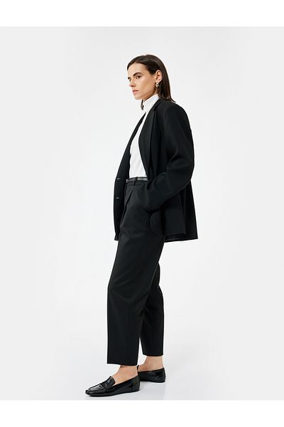 Koton High Waist Oversize Cigarette Pants with Belt and Pockets