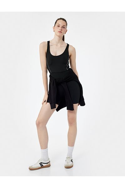 Koton Extra High Waist Slim Fit Cross Strap Short Sports Jumpsuit