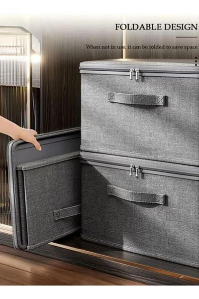 Generic 2pcs Large Storage Bags, Clothing Storage Box Bins With Zip Lid