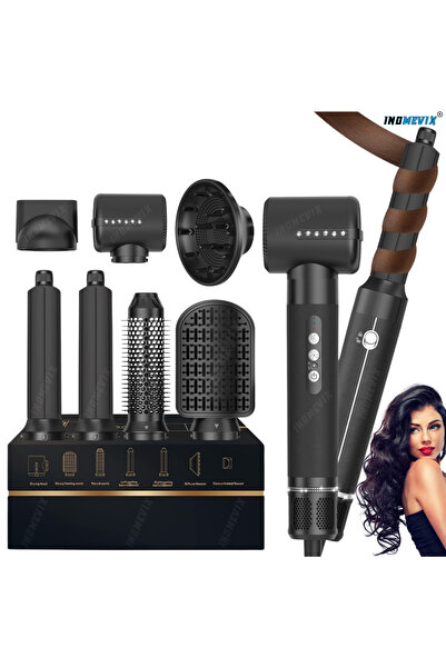 INOMEVIX Set De Coafare 7in1 Electric Brush, 1400w, 3 Speeds, 3 Stages, Ions,...