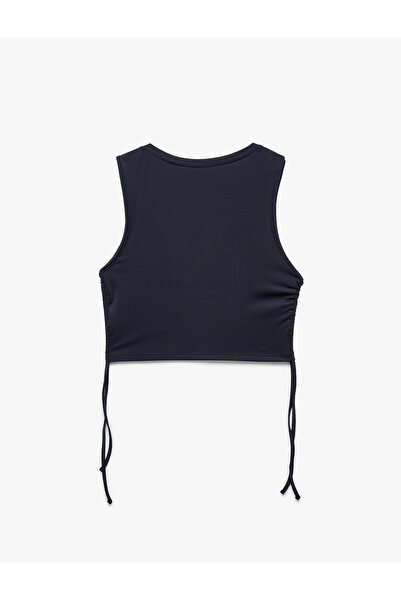 Koton Sleeveless Crew Neck Slim Fit Gathered Printed Crop Sports Singlet