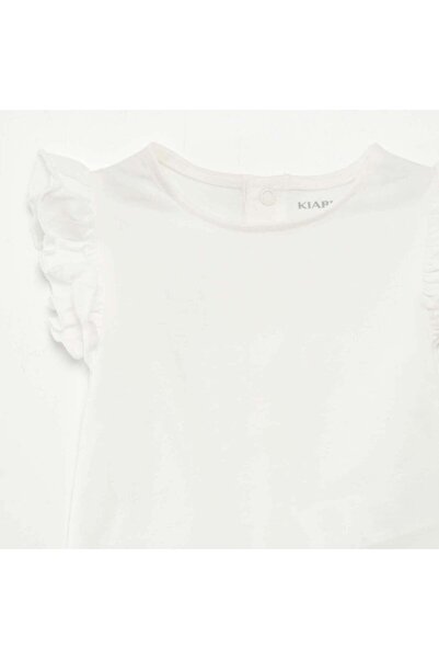 KIABI T-shirt with short ruffled sleeves WHITE