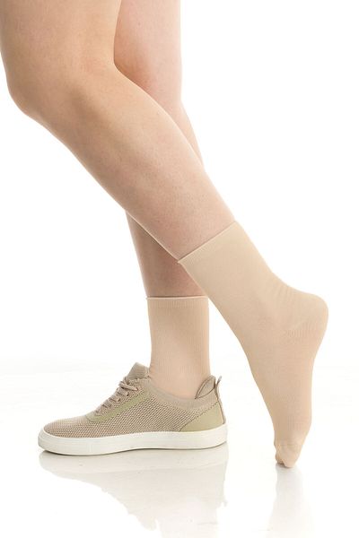 DAYCO Premium Elastic-Free Non-Squeezing Beige Color Seamless Women's Bamboo Socks - 36-40 - 371Bej-3Lu