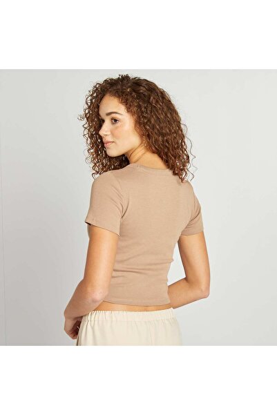 KIABI Short-sleeved cropped T-shirt BEIGE