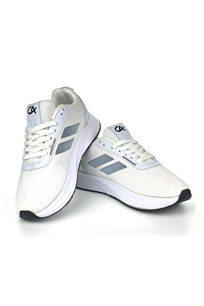 KAJILA Men's White Black Lace-Up Breathable Flexible Lightweight Casual Sneaker Sports Shoes