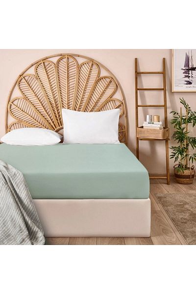 Evidea Soft Basic Single Flat Edge Bed Sheet - Green - 160X240 cm
