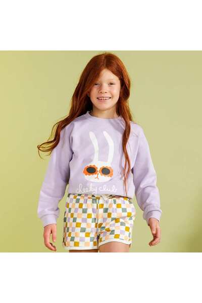 KİABİ سترة خفيفة الوزن من قماش سويت شيرت - إصدار جرافيك أبيض