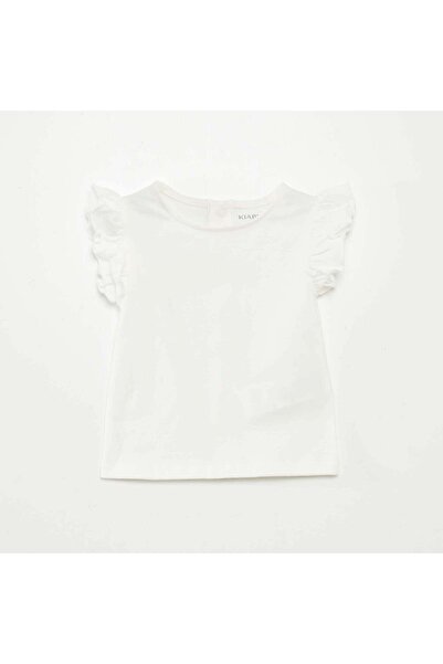 KIABI T-shirt with short ruffled sleeves WHITE