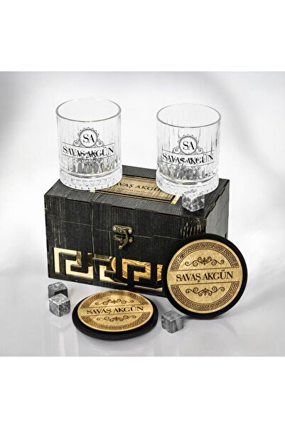 Keyifli Kadeh Club Prestige Ahşap Kutulu Kişiye Özel Viski Bardakları.