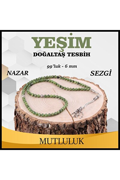 OSMANLI DEĞERLİ TAŞ Sertifikalı Yeşim 99'luk Doğaltaş Tesbih 6 Mm, T219