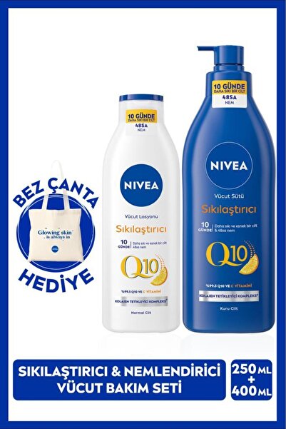 NIVEA Q10 Sıkılaştırıcı Vücut Bakım Sütü 400ml Ve Nemlendirici Losyon 250ml, ...
