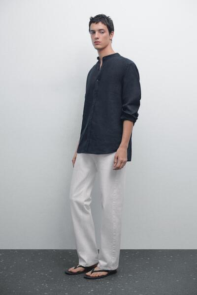 Massimo Dutti %100 keten hakim yaka gömlek