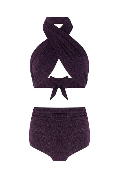 Nur Karaata 3-piece Sparkle Purple Bikini Set