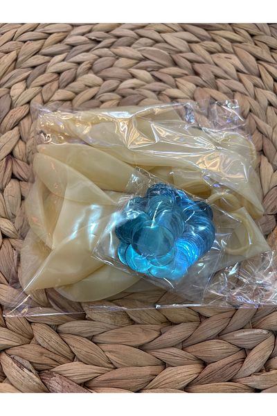 Deniz Party Store Light Blue Confetti Transparent Balloon Set 10 Pieces