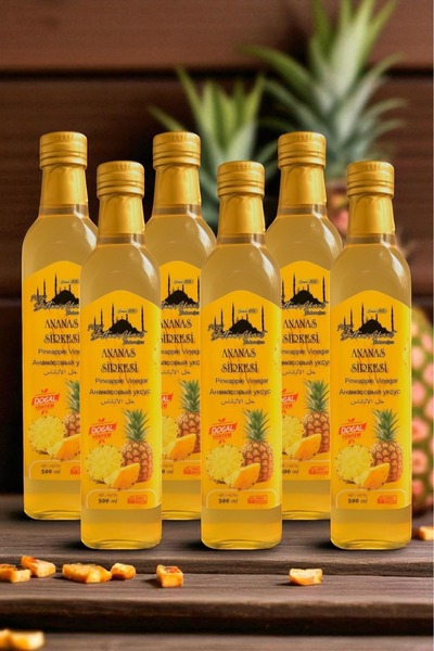 Tarihi SultanAhmet Baharatçısı Ananas Sirkesi %100 Katkısız 6'lı Set Doğal Fe...