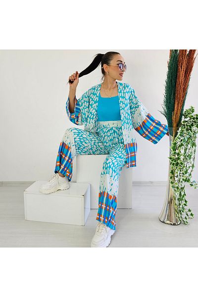 Altı Üstü Butik Set kimono din viscoză cu model de piatră