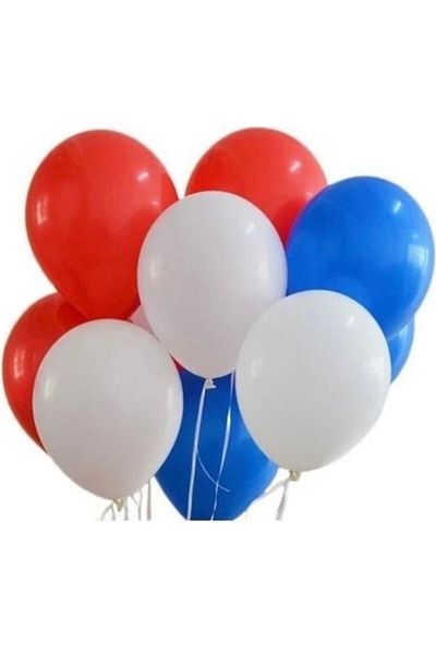 Deniz Party Store Pastel Red Dark Blue White Balloon Set 15 Pieces