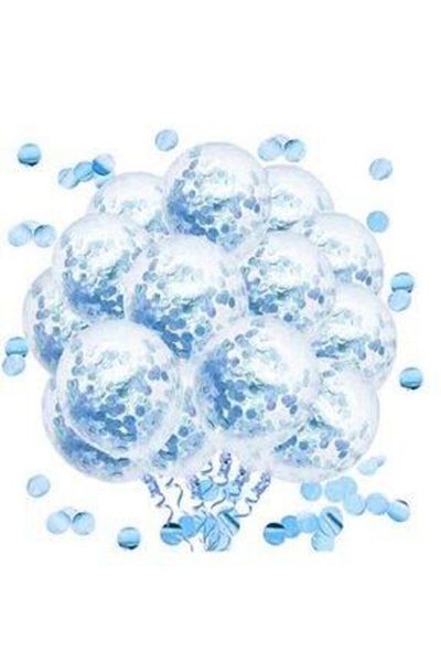 Deniz Party Store Light Blue Confetti Transparent Balloon Set 10 Pieces