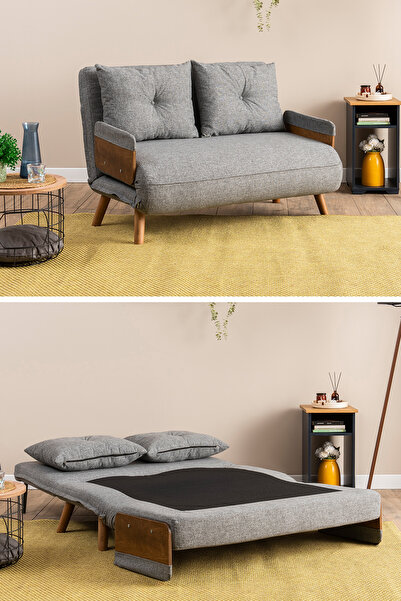 Pafu Cosmo Ikili Katlanır Yataklı Koltuk Keten Açık Gri