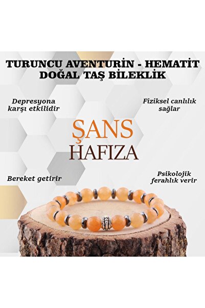 OSMANLI DEĞERLİ TAŞ سوار أفينتورين هيماتيت برتقالي 8 ملم - B883