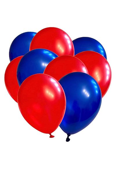 Deniz Party Store Lot of 5 Metallic Red and Navy Blue Latex Balloons - Pack of 10