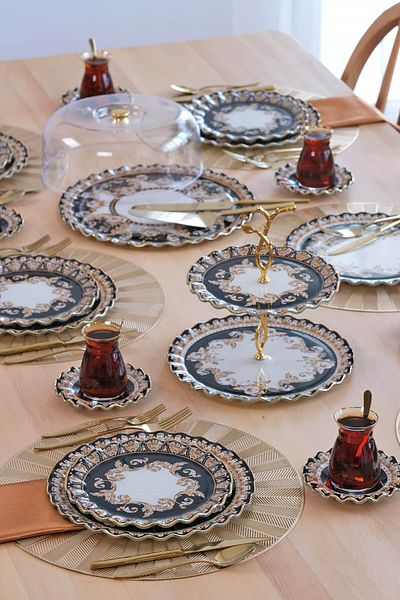 Glore Ragusa Gold Gilded Plate Set for 6 People