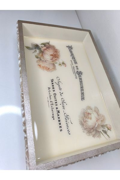 IremTasarimAtolyesi Presentation Tray Footed Serving Tray Hand Painting Epoxy