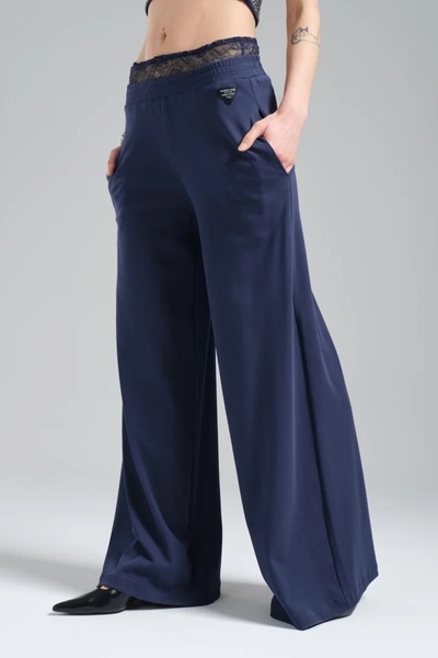 tw3 Жіночі штани-палаццо з еластичним поясом і мереживними деталями