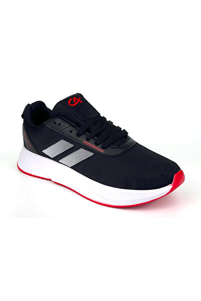 KAJILA Men's Black Red Lace-Up Breathable Flexible Lightweight Casual Sneaker Sports Shoes