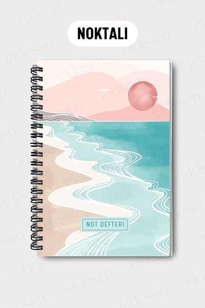 Eldesen Tasarım A5 Spiral Dotted School Notebook, 50 Sheets 100 Pages, Cardboard Cover Notepad