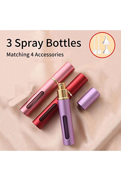 Choice زجاجة عطر زجاجية 10 مل متعددة الألوان 3 قطع 4 ملحقات زجاجة رذاذ عطر 10...