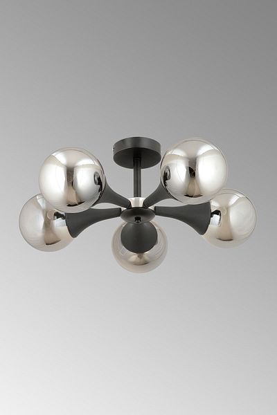 ESSLİGHT Eva 5-Piece Plafonier Chandelier (Smoked Glass) Living Room Bedroom Kitchen Young Room