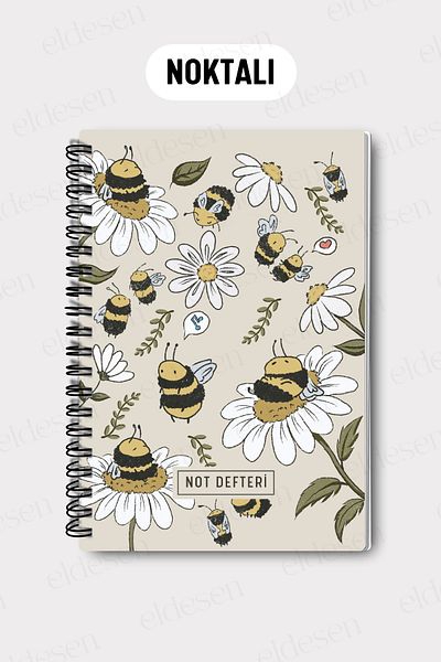 Eldesen Tasarım A5 Spiral Dotted School Notebook, 50 Sheets 100 Pages, Cardboard Cover Notepad
