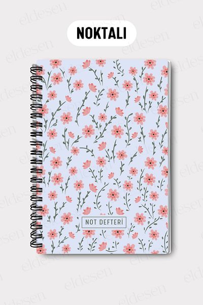 Eldesen Tasarım A5 Spiral Dotted School Notebook, 50 Sheets 100 Pages, Cardboard Cover Notepad