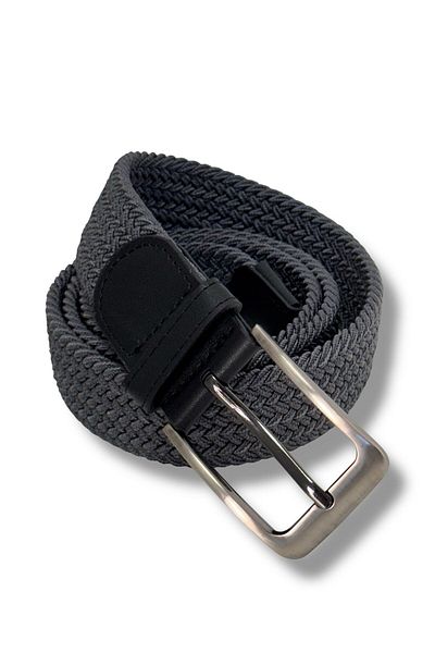 Gesa Men's Elastic Braided Flexible Gray Belt 3.5 cm
