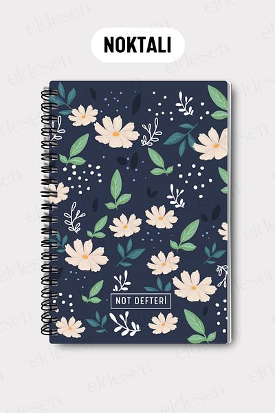 Eldesen Tasarım A5 Spiral Dotted School Notebook, 50 Sheets 100 Pages, Cardboard Cover Notepad